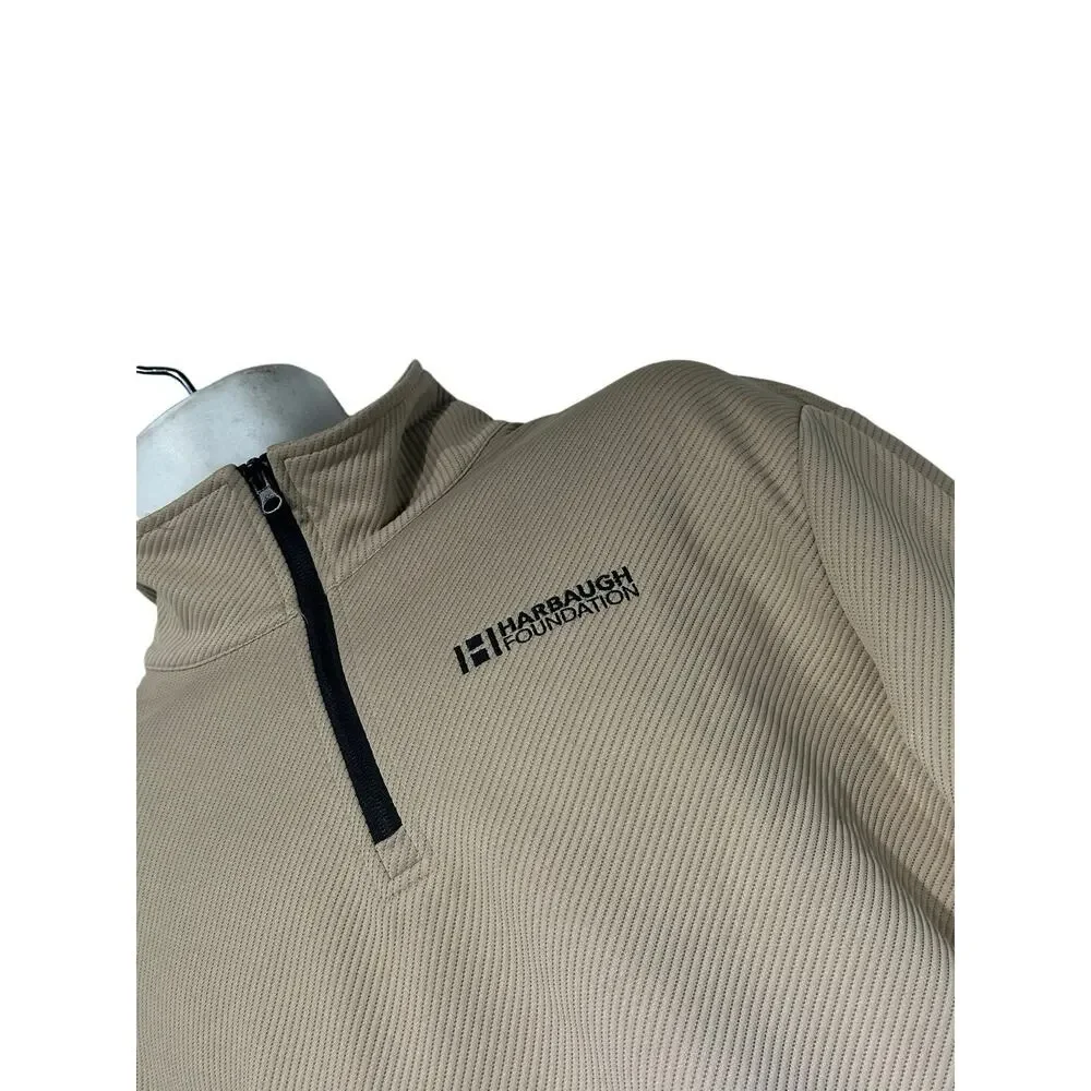 coofandy harbaugh foundation 1/4 zip brown ribbed pullover sweater Size L
